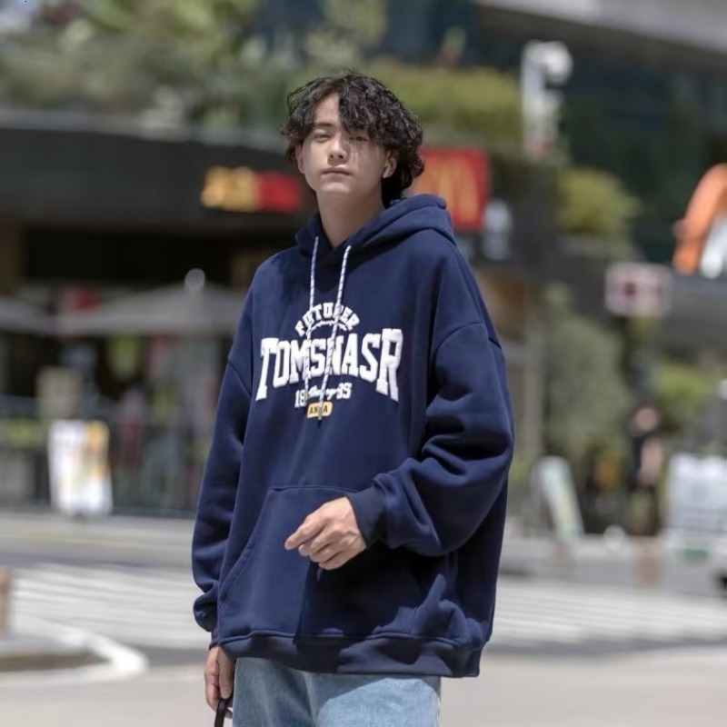 Men's Hoodies Sweatshirts Men's Fashion Letter Fleece Hoodies Autumn Tracksuit Male Hooded Sweatshirts High Street Long Sleeve Y2K Loose Hoo