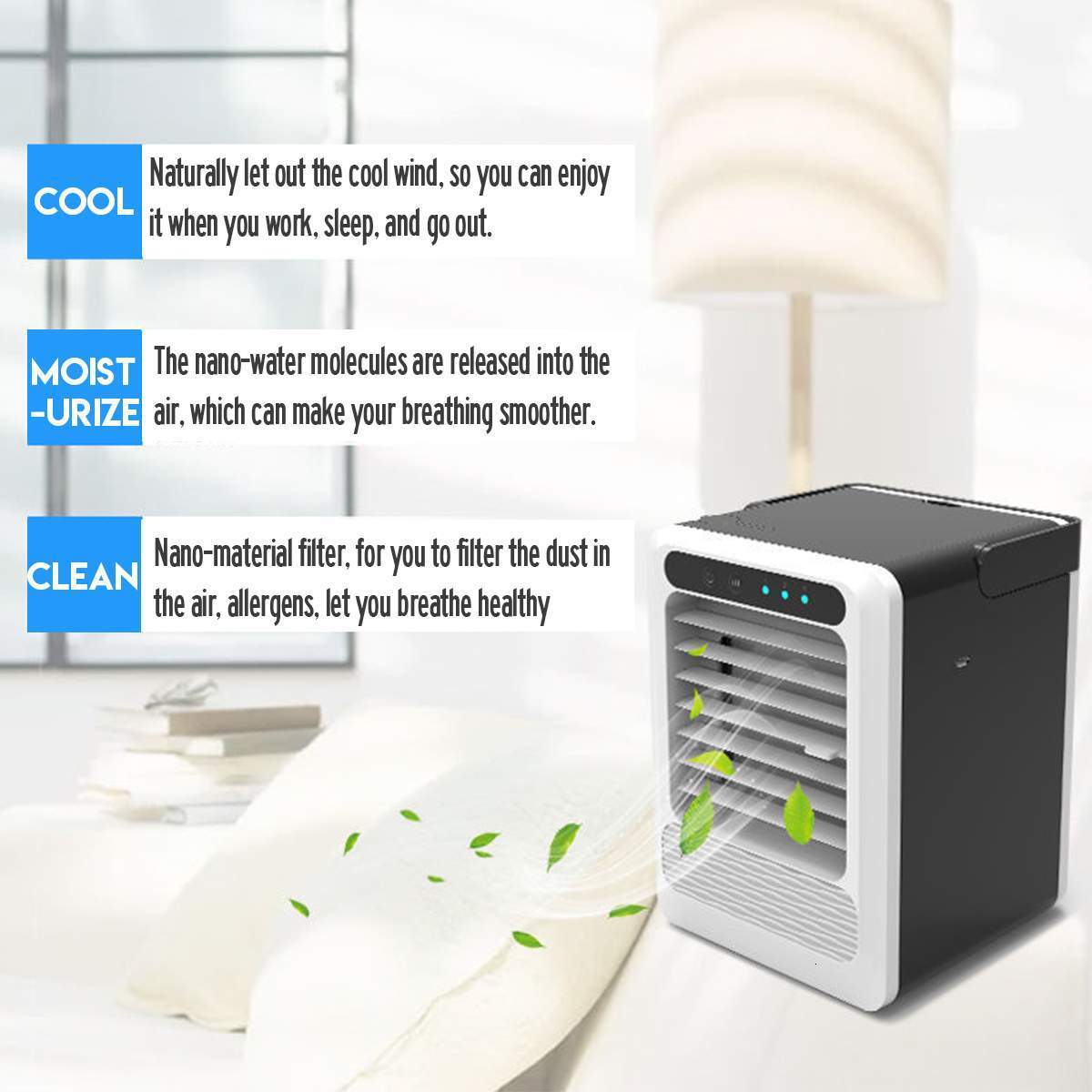 Other Home Garden Portable Mini Air Conditioner Water Cooling Fan 3 Speed 2500ml Water Tank USB Air Conditioning air cooler for Car Home Office 230821