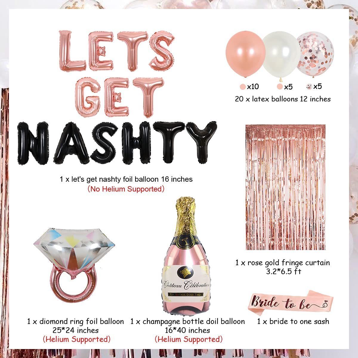 Other Event Party Supplies Let's Get Nashty Decorations Nashville Bachelorette Balloons Bride To Be Sash for Bridal Shower 230821