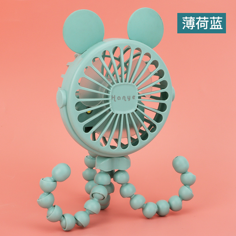 Stroller Parts Accessories Summer Night Light Fan for Stroller Portable Handheld Fan Baby Bed Fan USB Rechargeable Battery Operated Fan Baby Accessori
