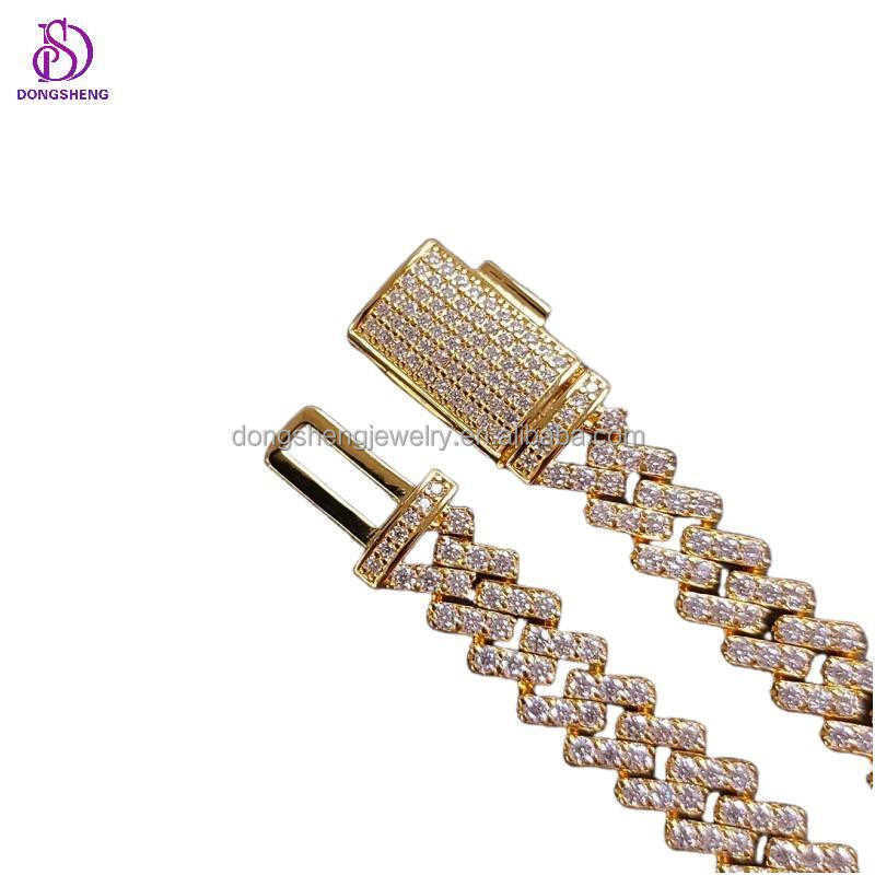 necklace moissanite chain Pass Diamond Tester Iced Out Row 925 Silver Plated Vvs1 Moissanite Diamond Cuban Link Men
