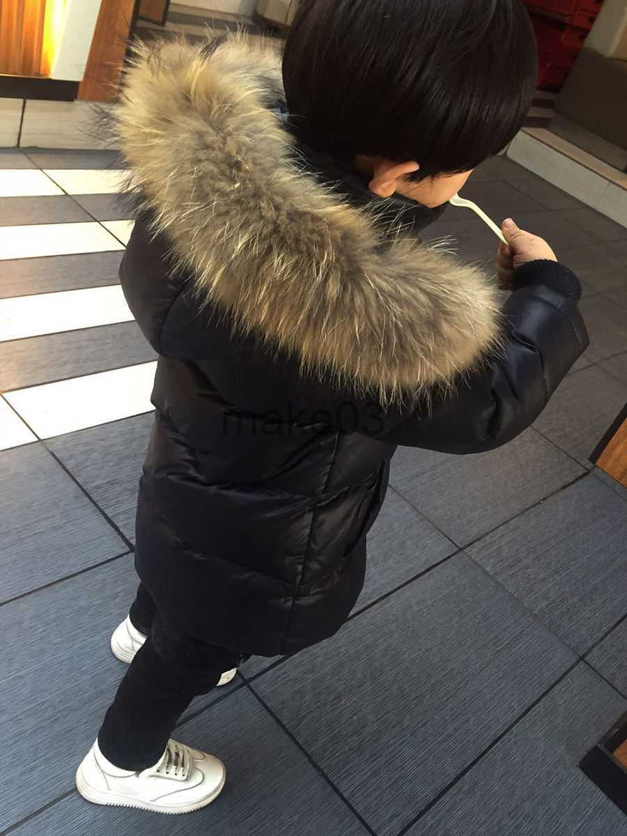Down Coat Winter Children's Down Jacket Thickened Midlength Hooded Jacket New Boys and Girls Big Fur Collar Coat Jacket Girls Clothing J230823