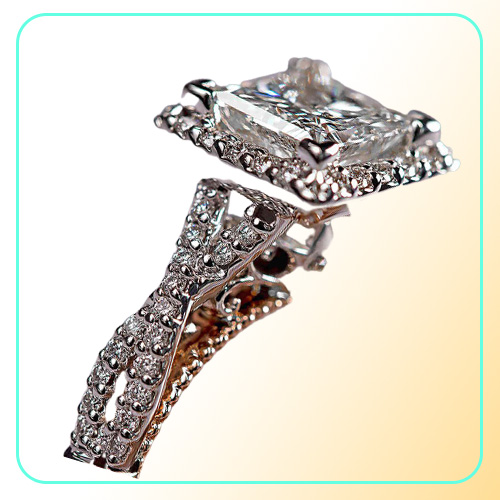 Gorgeous 3PcsSet Women Wedding Rings Mosaic CZ Two Tone Romantic Female Engagement Ring Fashion Jewelry