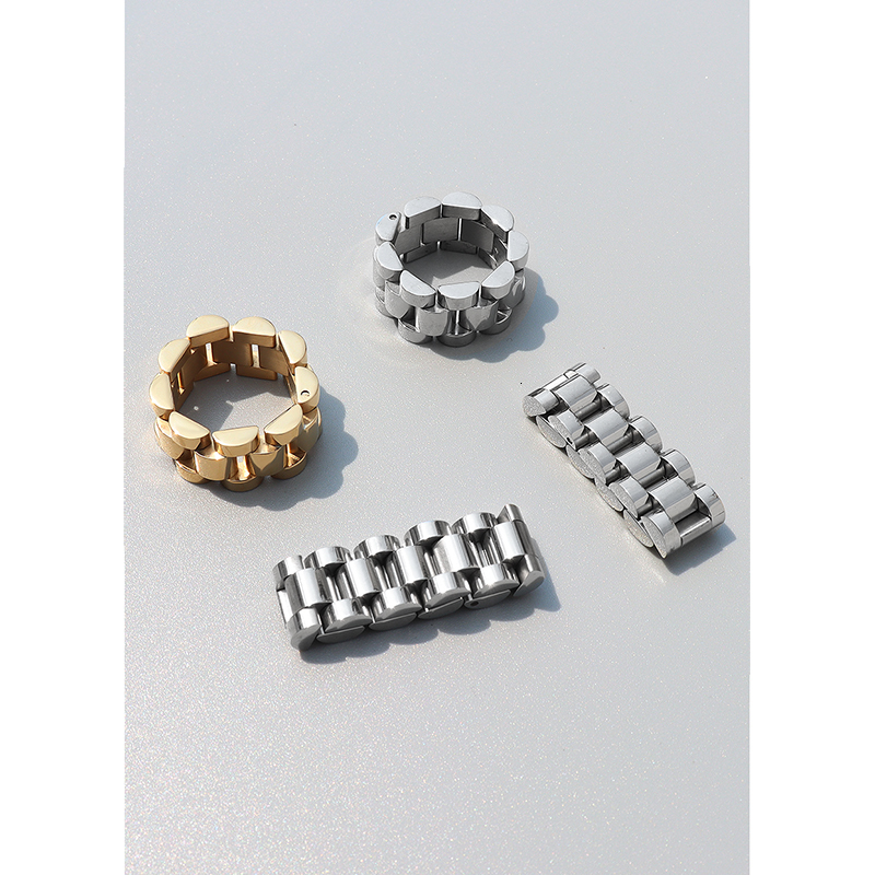 Band Rings TOSOKO Stainless Steel Jewelry Exaggerated Texture Heavy Industry Combination Handmade Ring Neutral Strap BSA184 230823