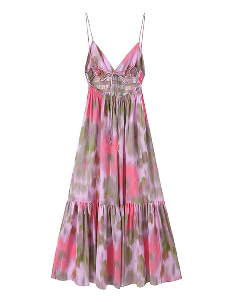 Basic Casual Dresses Fashion High Waist Suspender Maxi Dres Sexy Deep V neck Sleeveless Midi Female Summer Vacation Beach Party Vestidos 230822