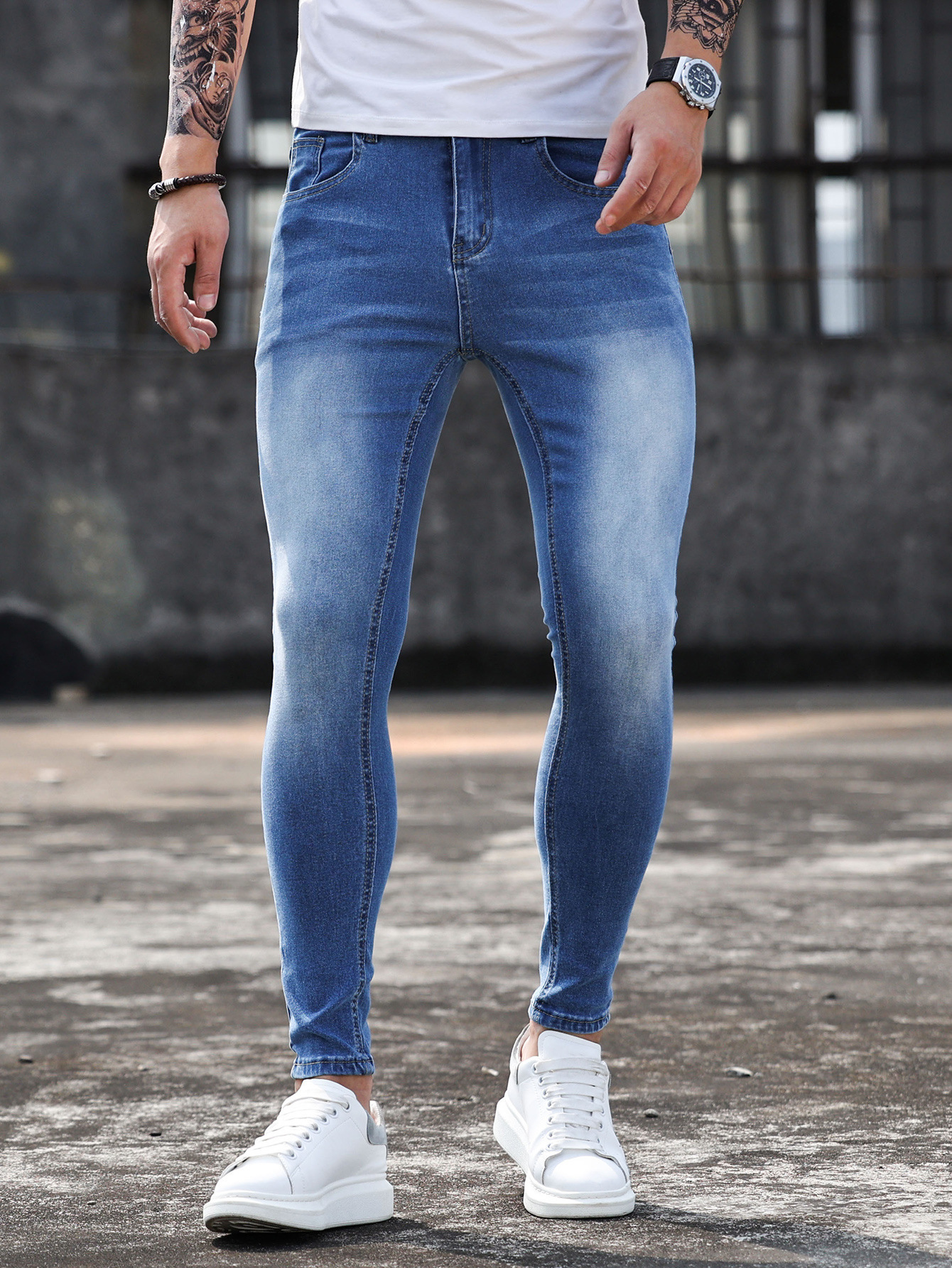 Men s Jeans Fashion Slim Stretch Skinny Feet Pant with Pockets Pants 2023 Summer Male Casual Denim Trousers 230823