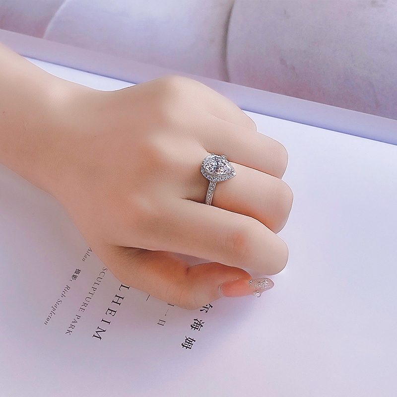 Wedding Rings QINHUAN 2 Carat Water Drop Diamond Ring for Women S925 Sterling Silver Platinum Plated Fine Jewelry 230822