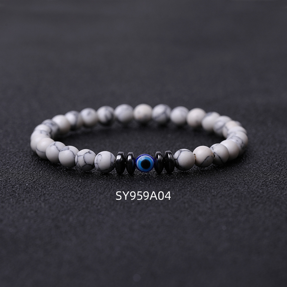 Turkish Lucky Evil eye 6mm Black Matted Turquoise bead bracelet Elasticity Blue Eyes Bracelet For Women Men Jewelry