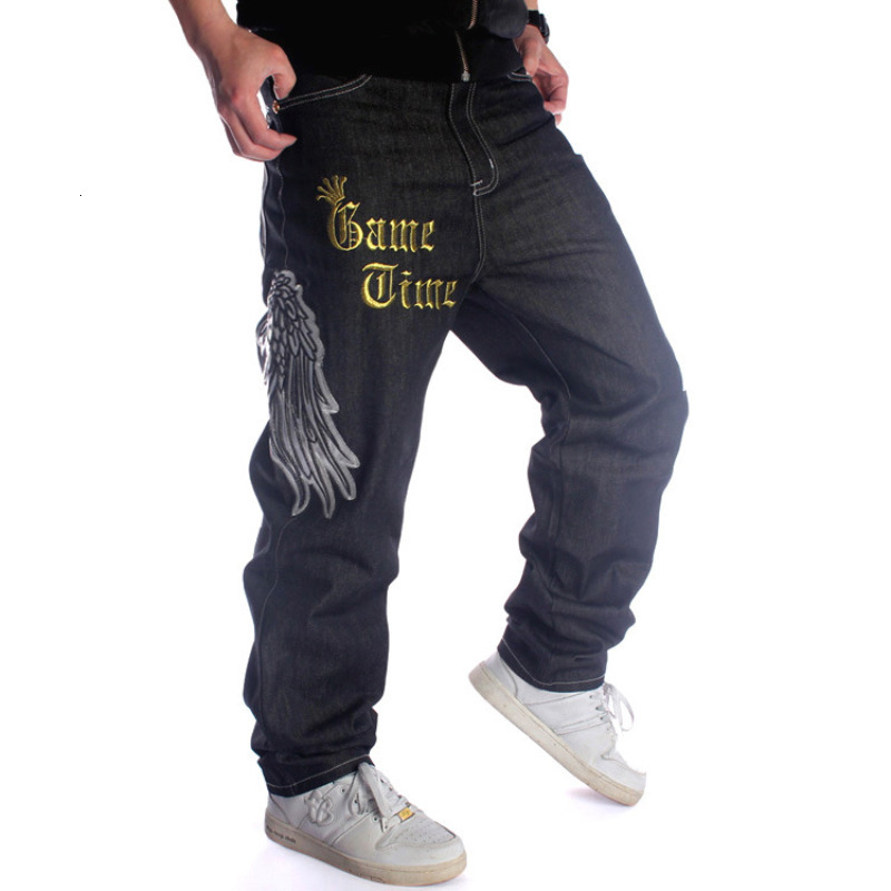 Men's Jeans Y2K Men's Jeans Fashion Trend Wide Leg Pants Casual Street Hip Hop Skateboard Embroidery Flower Wings Street Dance Pants 230823