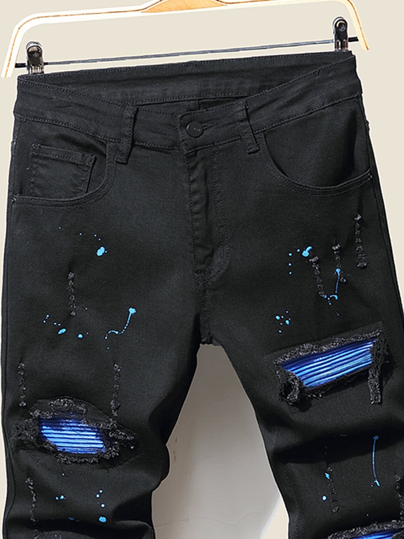 Men s Jeans Cool Ripped Skinny Trousers Stretch Slim Denim Pants Large Size Hip Hop Black Blue Casual Jogging for Men 230823