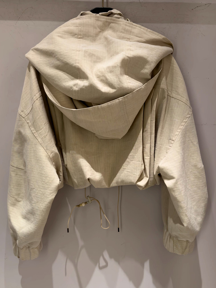 Women's Jackets ZD Studio 2023 Spring And Autumn Khaki Irregular Drawstring Loose Hooded Short Jacket Casual Parker 230822