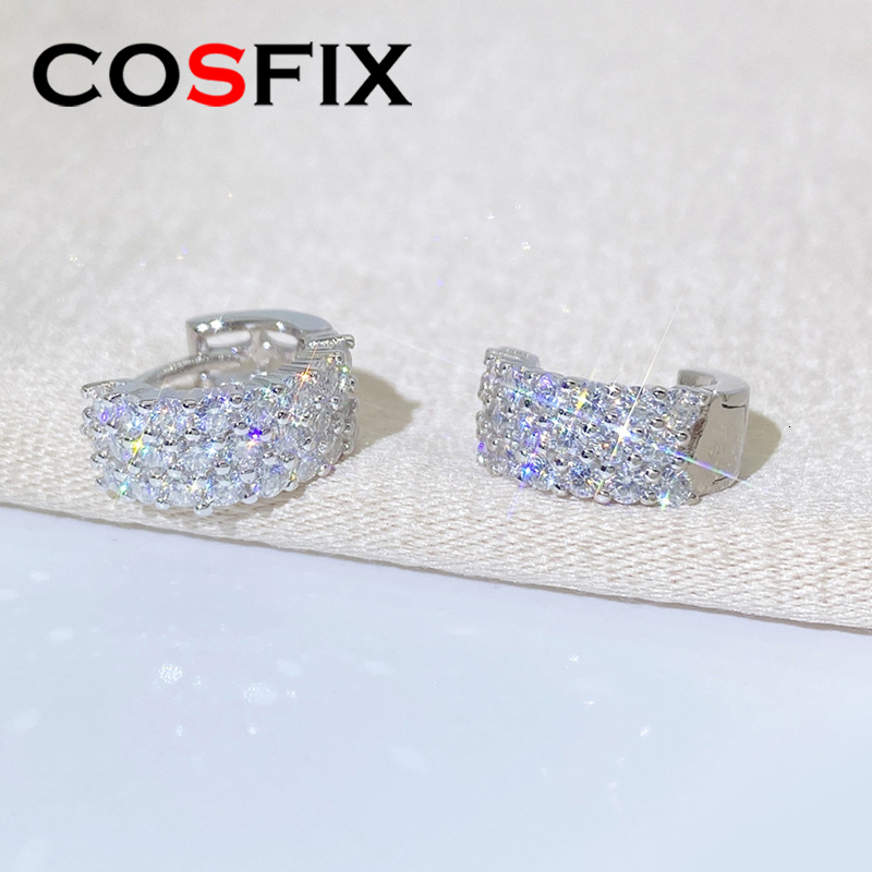 Ear Cuff Hoop Earring For Women Simple Fashion 2mm Full Diamond 925 Silver Shinning Stud 230822