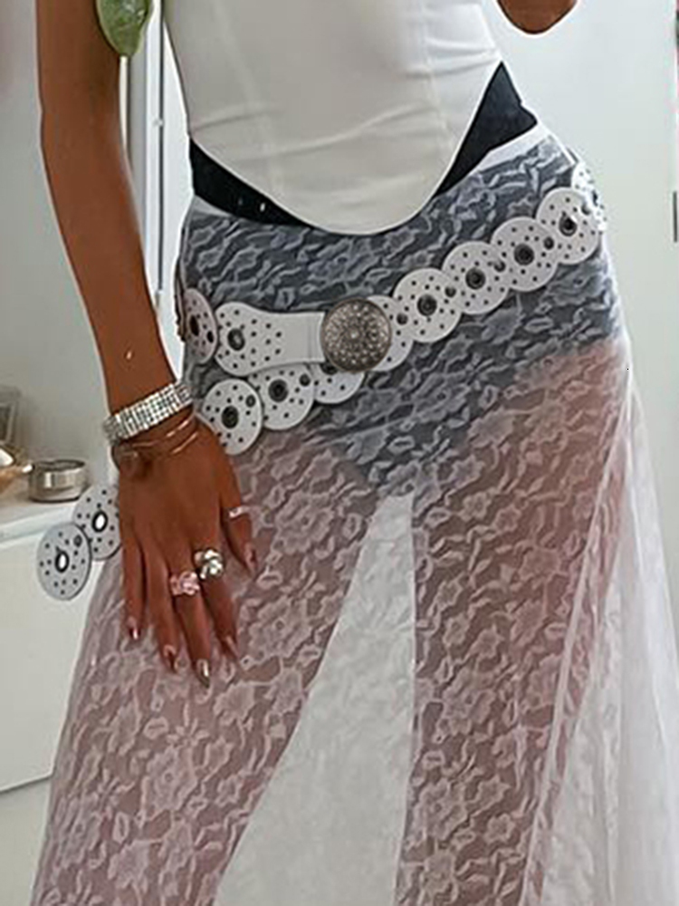 Other Fashion Accessories Weekeep Vintage Rivet PU Belt Punk Style Metal Buckle Patchwork Leather Beits Gothic 2000s Aesthetic Women Waistband y2k Gru