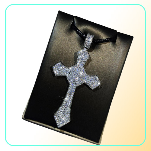Iced Out Cross Pendant Necklace Mens Hip Hop Necklace Jewelry Womens Sweater Chain Necklaces271w