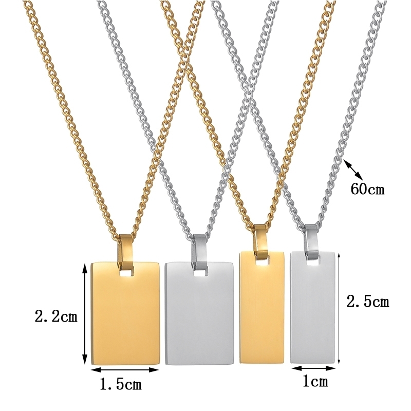 Strands Strings Auxauxme Custom P o Name Rectangle Pendant Necklace Stainless Steel Laser Engraved Text l Jewelry Gifts Drop 230822