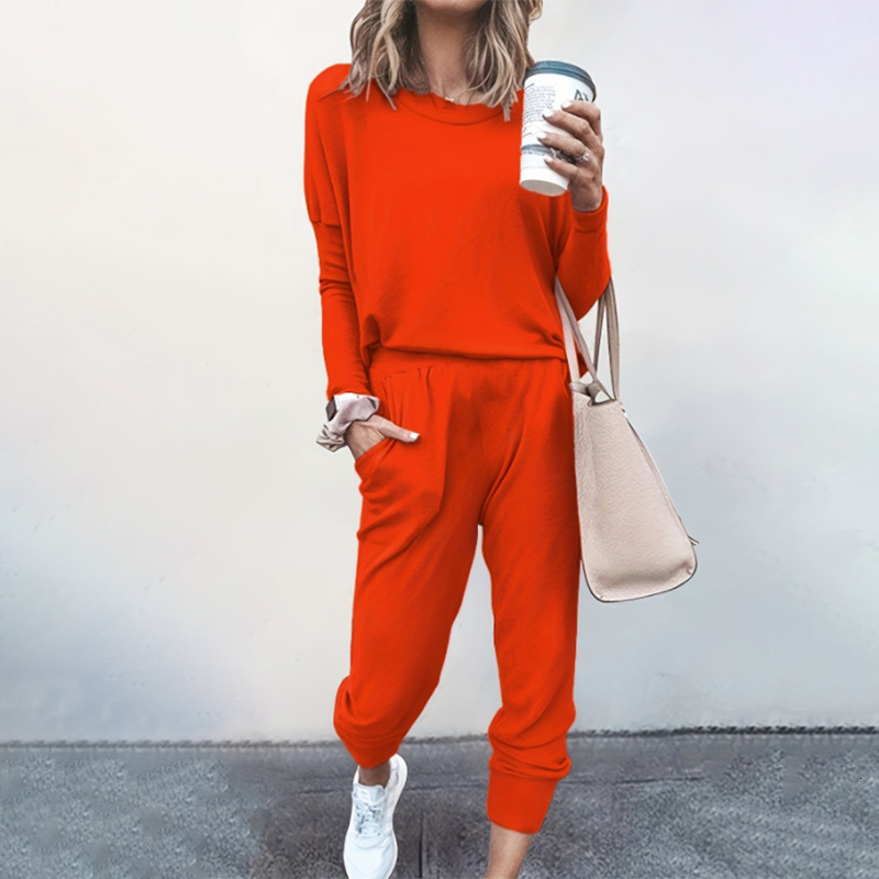 Women's Hoodies Sweatshirts Women Autumn Casual Tracksuits Solid Color Loose Pullover Hoodies Two Piece Set Female Long Sleeve Tops Pants Sportsw