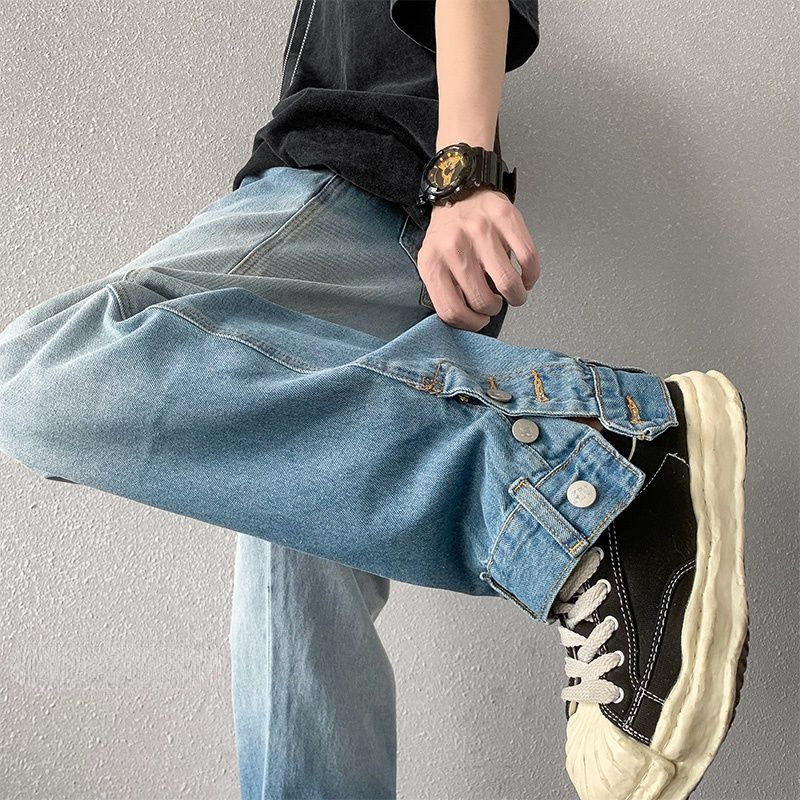 Men's Pants Gradient Y2k Streetwear Mens American Retro Casual Jeans Straight Loose High Street Hip Hop Male Fashion Trousers 230822
