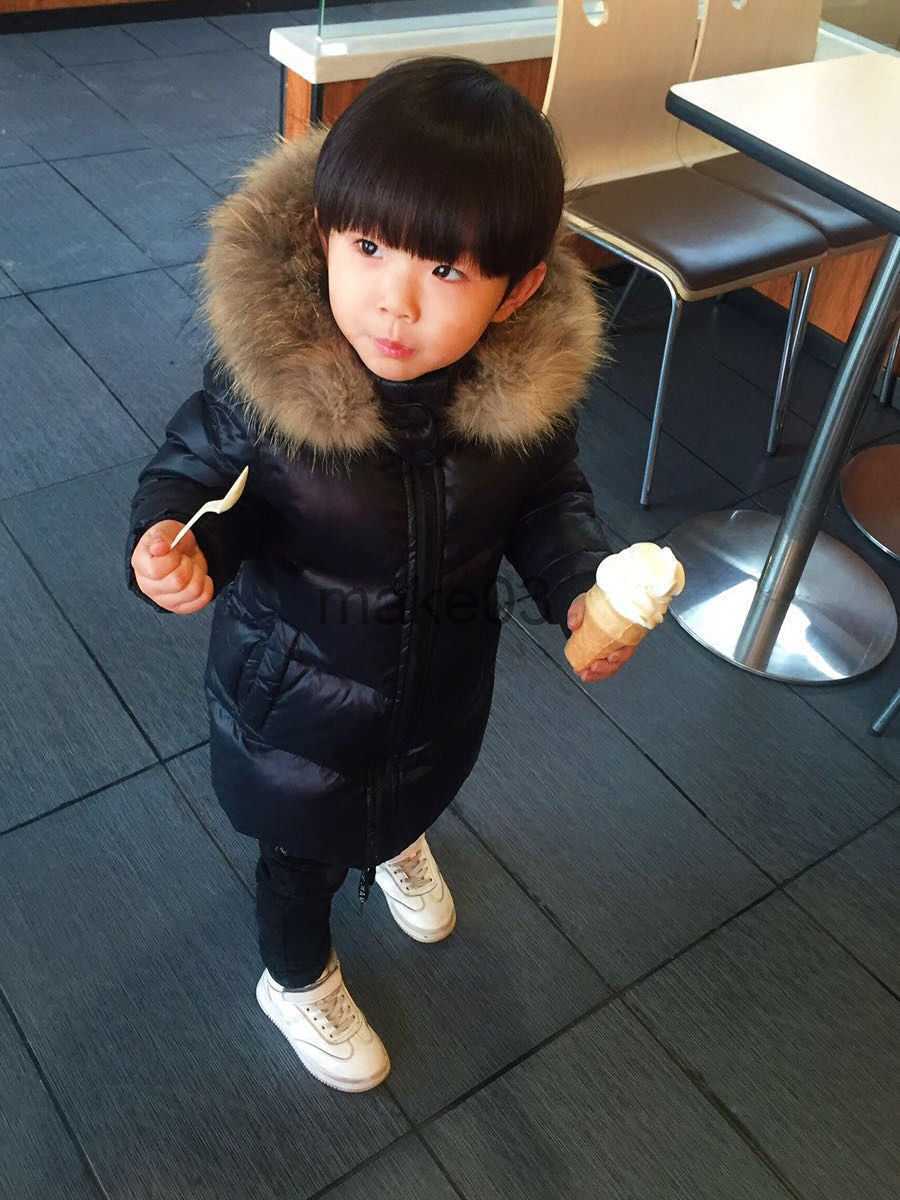 Down Coat Winter Children's Down Jacket Thickened Midlength Hooded Jacket New Boys and Girls Big Fur Collar Coat Jacket Girls Clothing J230823