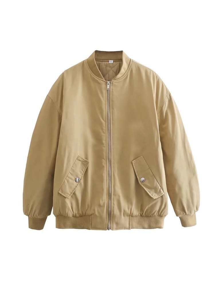 Women's Jackets SLMD Autumn Fashion Women Oversized Bomber Jackets Female Zippers Pockets Stand Collar Padded Coats Chic Outerwear 230823