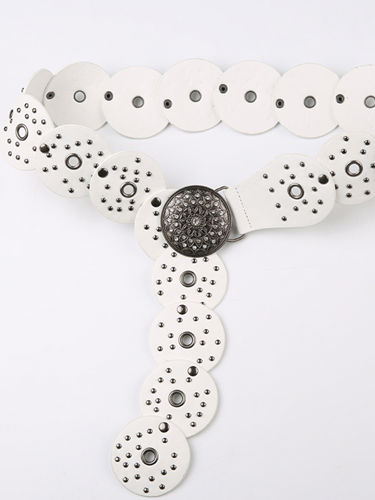 Other Fashion Accessories Weekeep Vintage Rivet PU Belt Punk Style Metal Buckle Patchwork Leather Beits Gothic 2000s Aesthetic Women Waistband y2k Gru