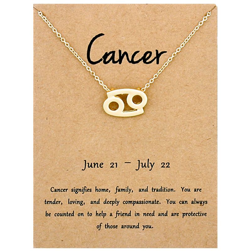 Classical Zodiac Necklace 12 Constellation Necklaces Horoscope Symbol Pendent Necklace with Wish Card Aries ,Cancer,Libra,Gemini Fashion Jewelry Whole
