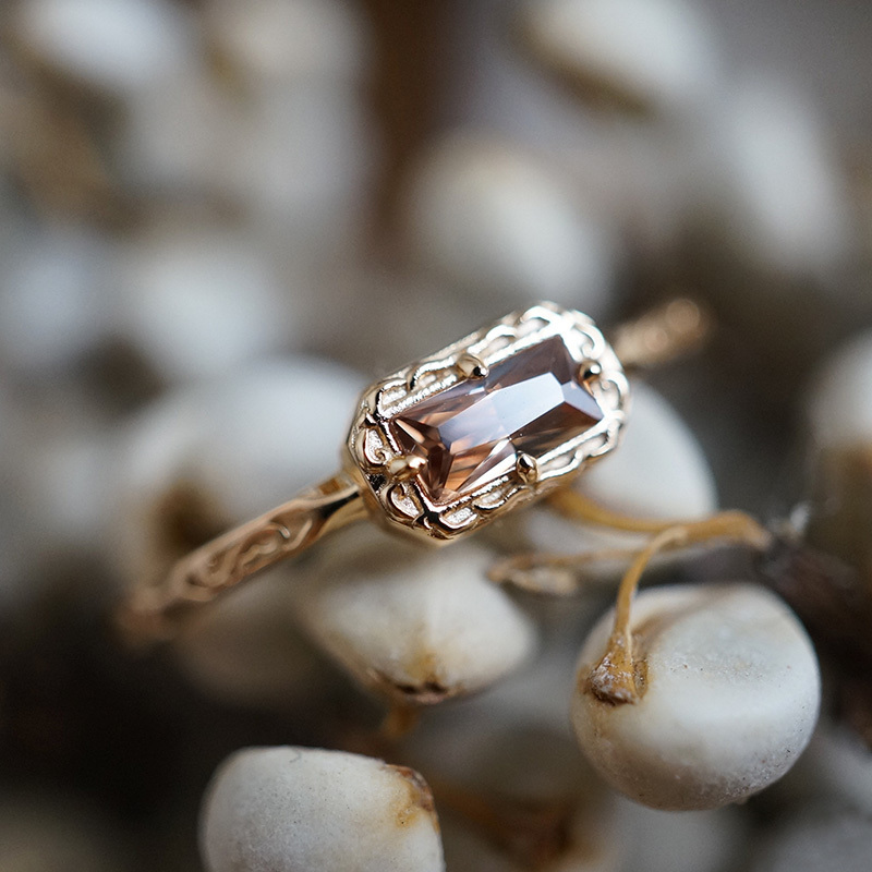 Wedding Rings LAMOON Vintage Bijou Smoky Grey Cubic Zircon Thin Ring For Women 925 Sterling Silver Gold Plated Fine Jewelry Christmas Gift 230822