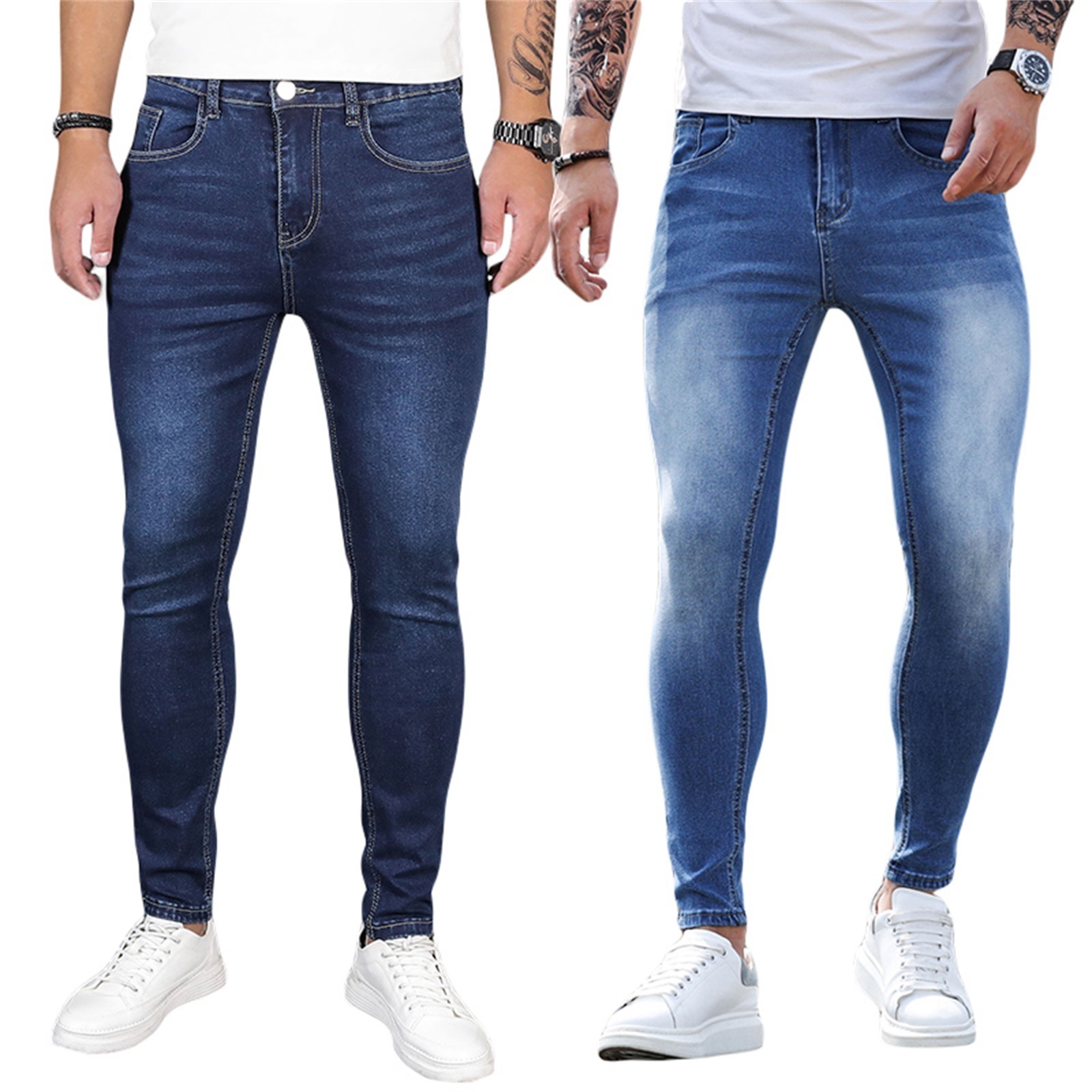 Men s Jeans Fashion Slim Stretch Skinny Feet Pant with Pockets Pants 2023 Summer Male Casual Denim Trousers 230823