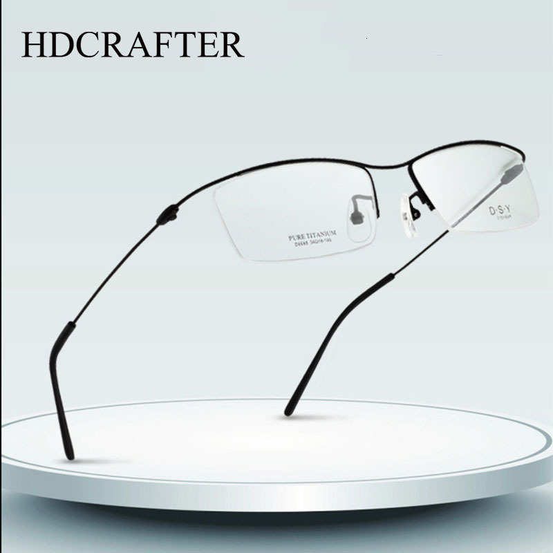 Fashion Sunglasses Frames HDCRAFTER Metal Glasses Frame for Men Half Rim Rimless Eyeglasses Cool Optical Eyewear Prescription Spectacles Frame 230822