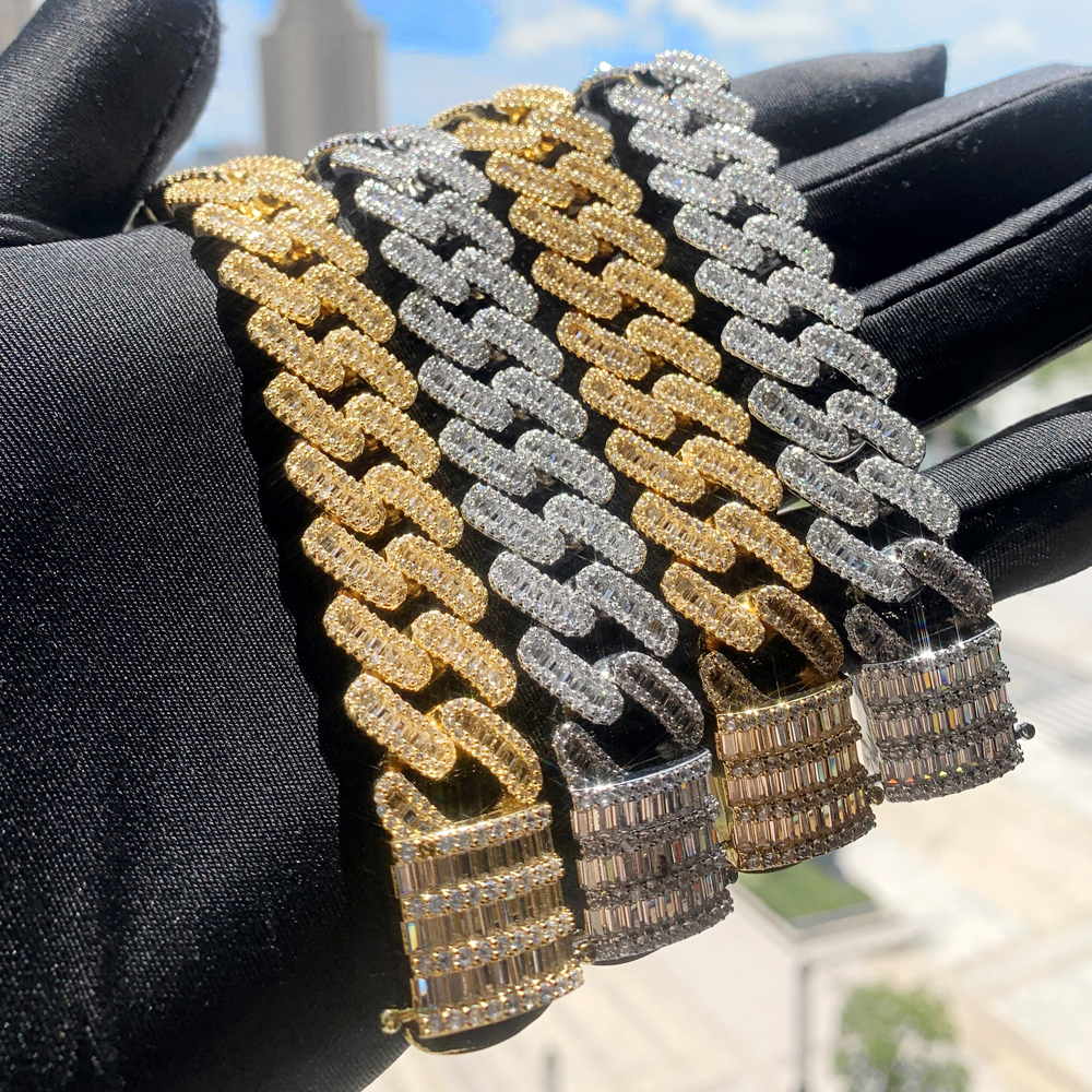 Charm Bracelets Hip Hop Bling Cubic Zirconia Paved 16mm Cuban Link Bracelet for Women Men Full s Iced Out Miami Jewelry 230822