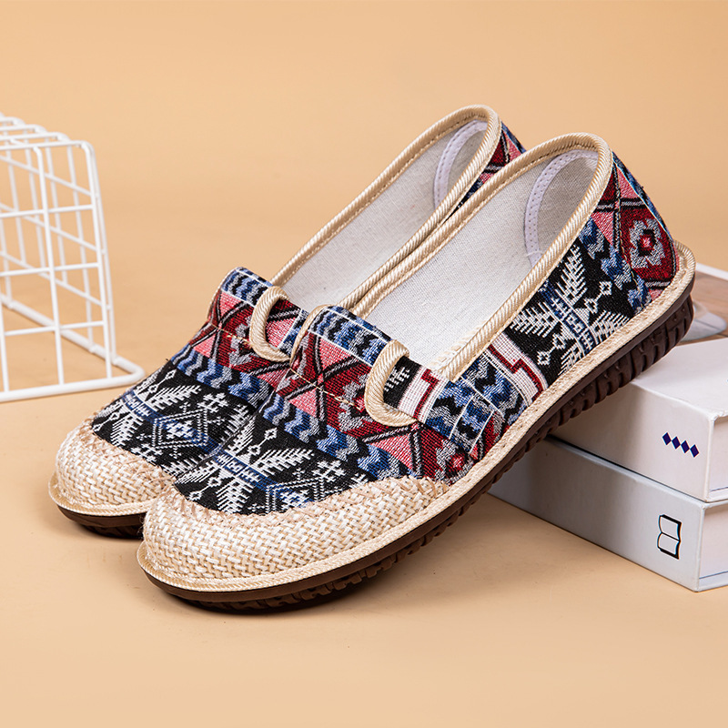 Dress Shoes 2023 Summer Ladies Casual Comfort Bohemian Slip On Lazy Female Womens Flat Canvas Strap Loafers Straw New Espadrilles 230823