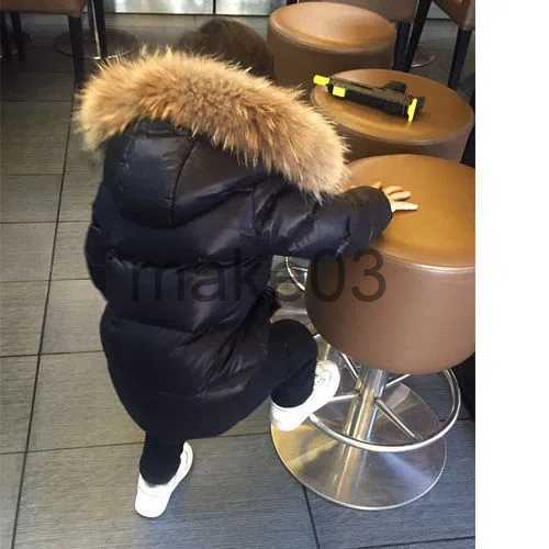 Down Coat Winter Children's Down Jacket Thickened Midlength Hooded Jacket New Boys and Girls Big Fur Collar Coat Jacket Girls Clothing J230823