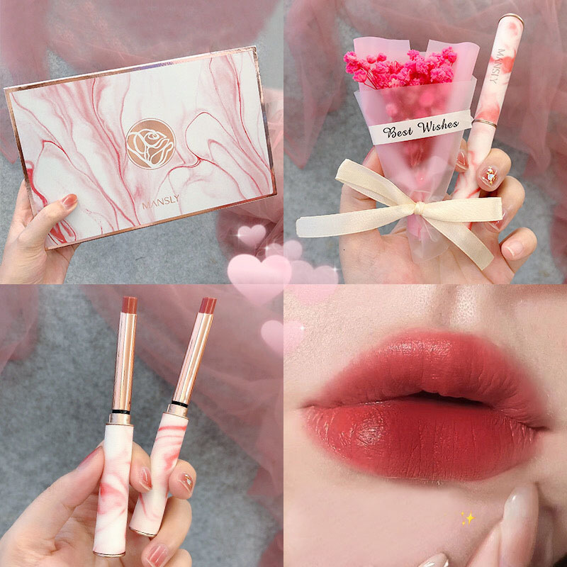 Lipstick 5 Colors Velvet Matte Lipstick Cosmetics Waterproof Long Lasting Lipstick Non Sticky Lip Balm Durable Brown Lip Tint Pen Makeup 230823