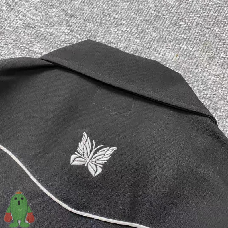 Men s Jackets NEEDLES Butterfly Embroidered Vintage School Suit Shirt Pants Casual Jacket Set 230823