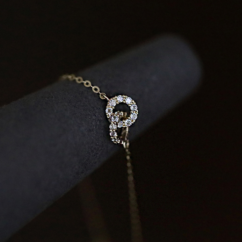 New 925 Sterling Silver Double Ring Necklace Female Clavicle Chain Simple Temperament Necklace Wedding Jewelry Accessories Z250910