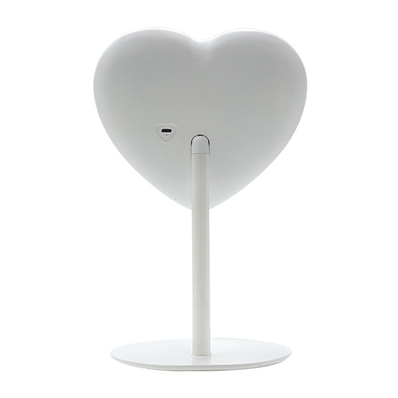Compact Mirrors Desktop Led Heart Shape Vanity Mirror Adjustable Three-color Light Cosmetic Rechargeable Makeup Mirrors 230823