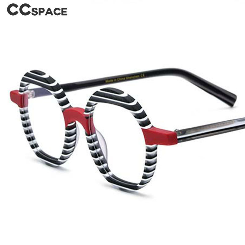 Fashion Sunglasses Frames 55055 Round Striped Spectacle Frame Acetate Optical Glasses Frames Men Women Fashion Glasses Customized Prescription Glasses