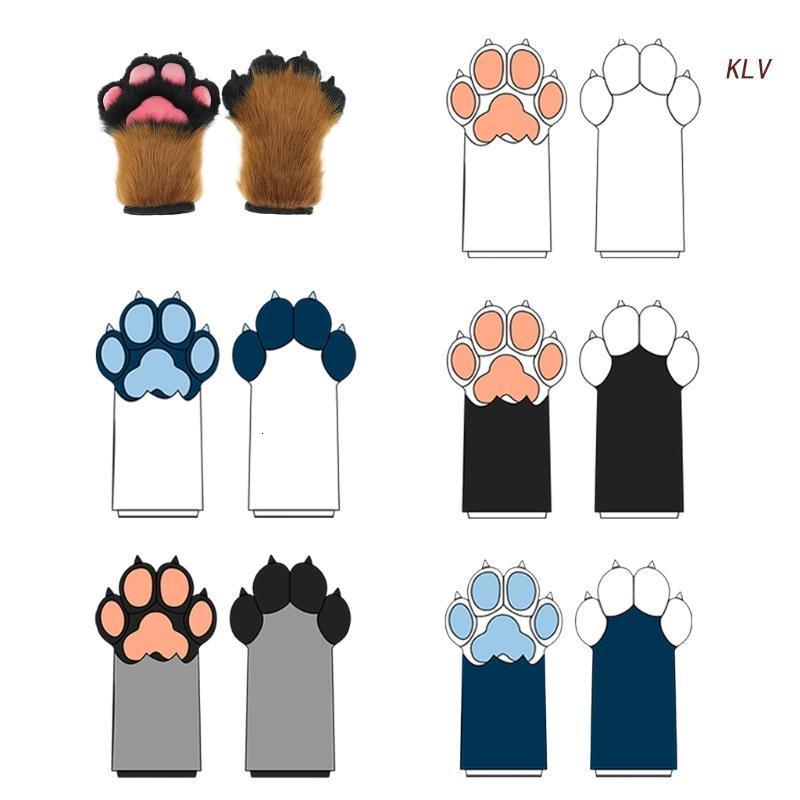 Five Fingers Gloves Wolf Costume Furry Paw Warm Gloves for Adult Cute Plush Mittens Costume Accessory Animal Cosplays Party 6XDA 230822