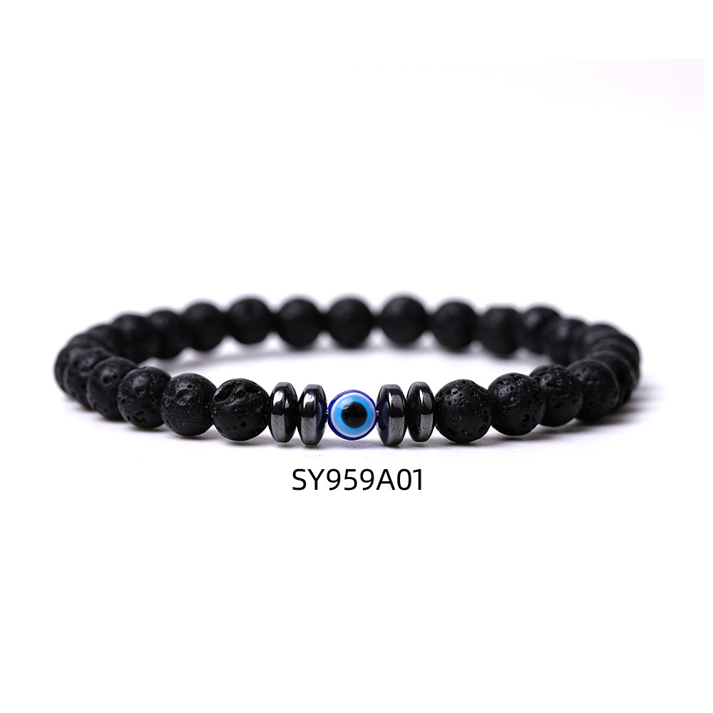 Turkish Lucky Evil eye 6mm Black Matted Turquoise bead bracelet Elasticity Blue Eyes Bracelet For Women Men Jewelry