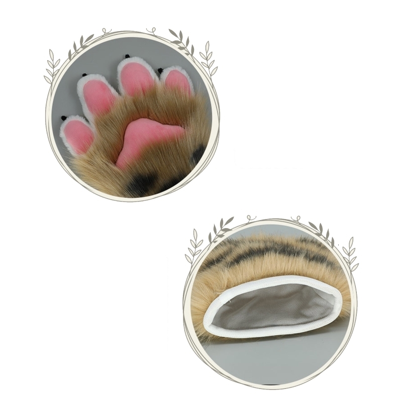 Five Fingers Gloves Women Winter Gloves Cartoon Tiger Paw Shape Warm Thicken Gloves Knit Mittens Furry Cuff Gloves for Girlfriend Presents 230822