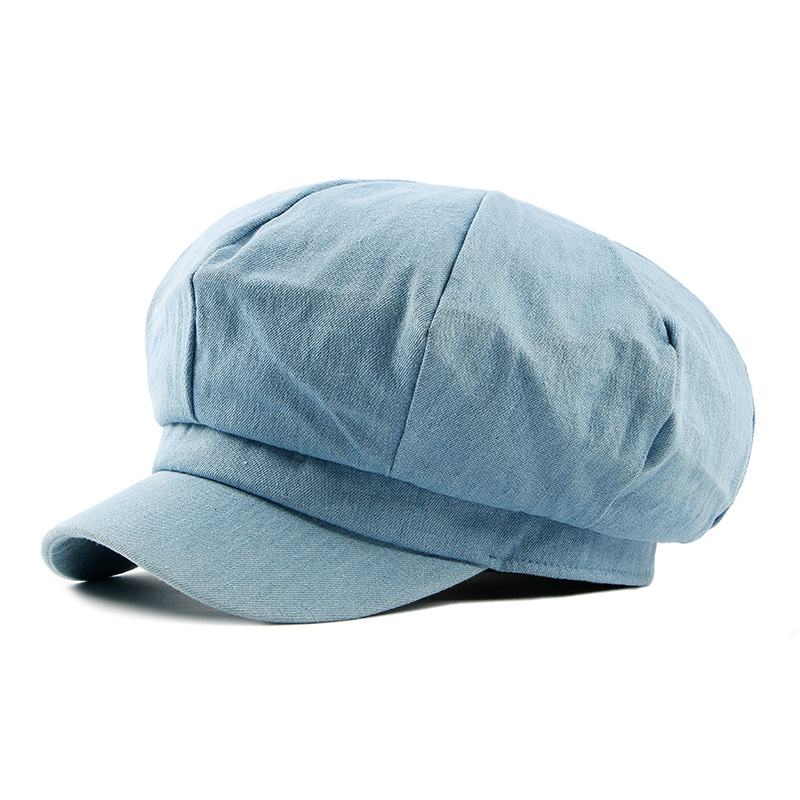 Berets HT1618 Western Style Men Women Caps Hats Casual Solid Denim Flat sboy Painter Artist Octagonal Beret Retro 230822