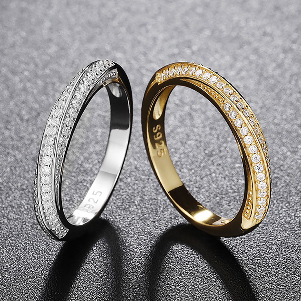 Wedding Rings Serenity 0 255cttw Real D Color 1mm Full For Women S925 Sterling Silver Bands Plate 18K White Gold Fine Jewelry 230822