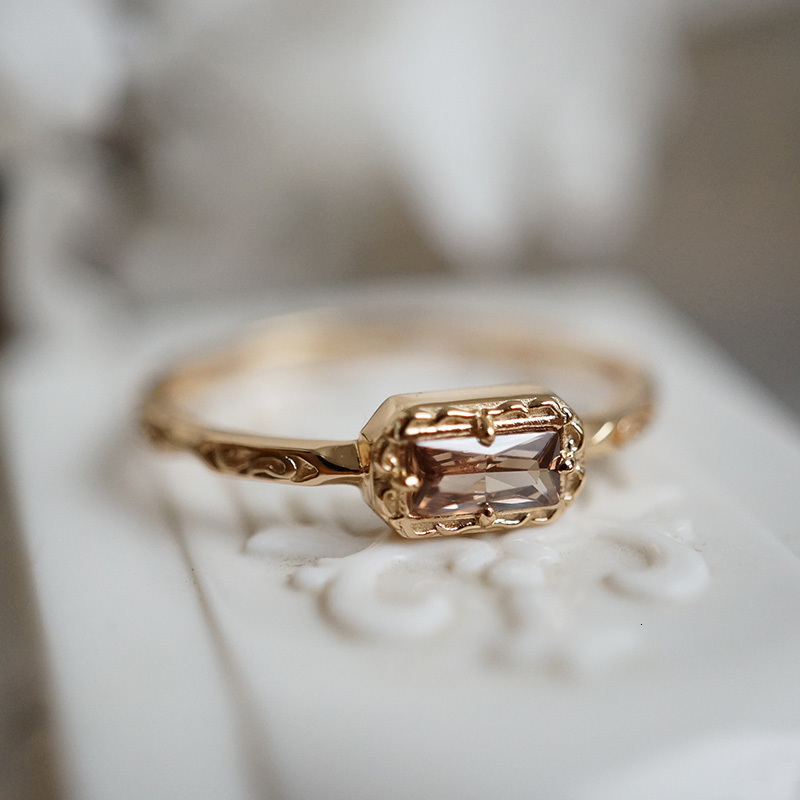 Wedding Rings LAMOON Vintage Bijou Smoky Grey Cubic Zircon Thin Ring For Women 925 Sterling Silver Gold Plated Fine Jewelry Christmas Gift 230822