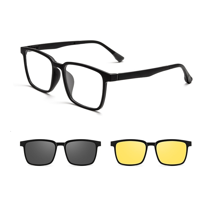 Fashion Sunglasses Frames YIMARUILI Fashion Square Magnetic Clip Eyewear Polarized Night Vision Optical Prescription Eyeglasses Frame 99105R 230822
