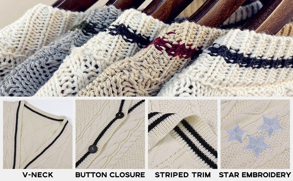 Women s Sweaters Tay Cardigan with Stars Embroidered lor Button Up Chunky Cable Knitted Sweater Thick and Warm Swif t Folklore 230822