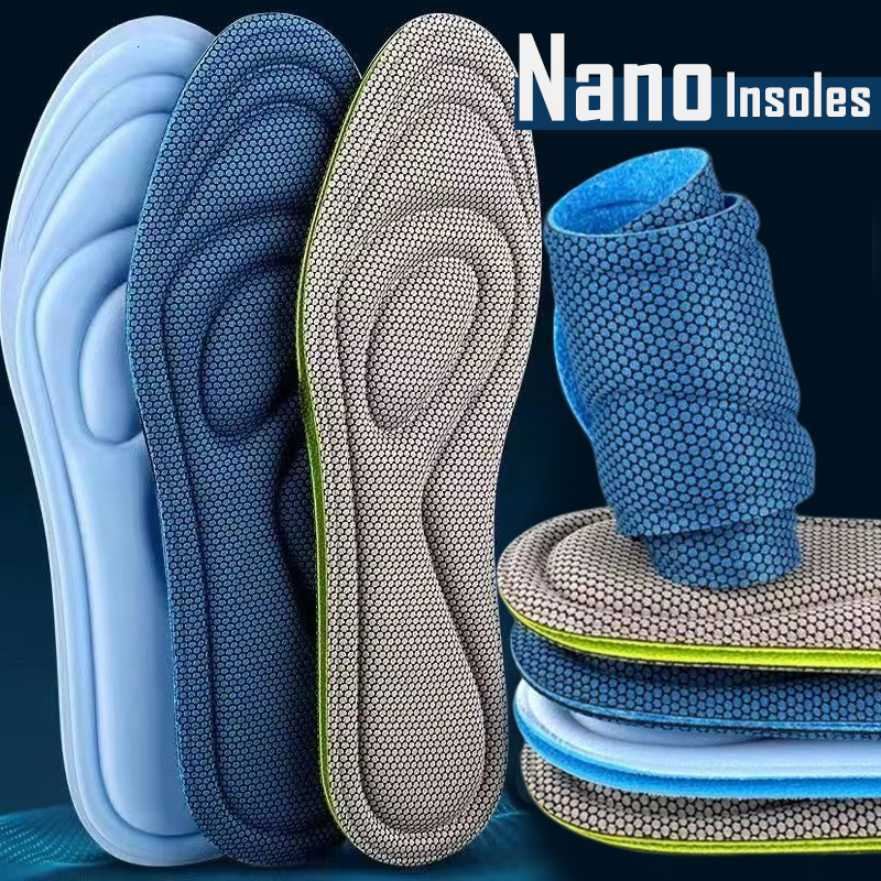 Shoe Parts Accessories 4PCS Memory Foam Orthopedic Insoles for Shoes Men Women Nano Antibacterial Deodorization Insole Sweat Absorption Running Cushio