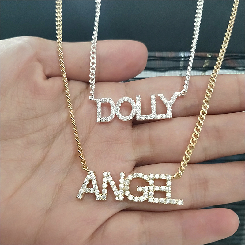 Strands Strings DODOAI 9mm Letters Custom Name Necklaces Diamond With Numbers Personaliz Crystal Necklace Pendant for Women 230822