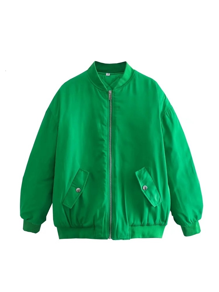 Women's Jackets SLMD Autumn Fashion Women Oversized Bomber Jackets Female Zippers Pockets Stand Collar Padded Coats Chic Outerwear 230823