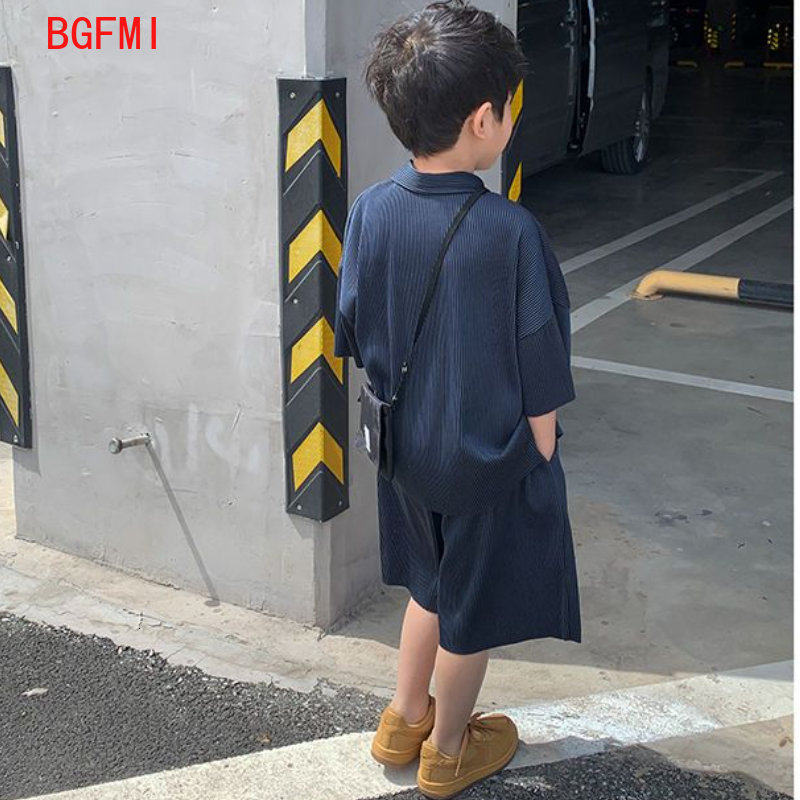 Clothing Sets Summer korean Teenagers Boys Thin Ribbed Loose Clothes Set ShirtShorts 2PCS Casual Short Sleeve Children's 212Y 230823