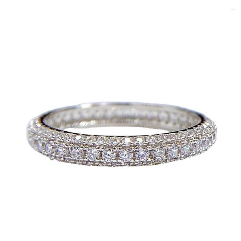 Cluster Rings Eternity Micro Pave Moissanite Diamond Ring Real 925 Sterling Silver Wedding Band For Women Men Engagement Jewelry