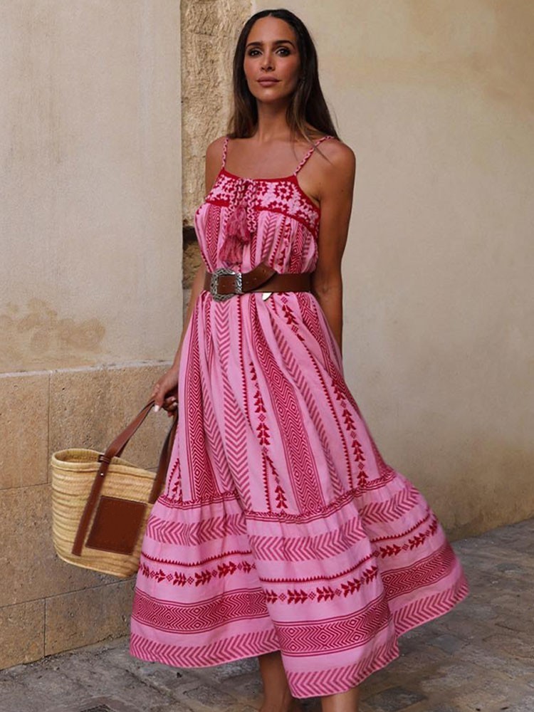 Basic Casual Dresses Embroidery Knitted Suspender Dress For Women Vintage Sleeveless Off Shoulder Bohe 2023 Summer Vacation Beach Vestidos 230822